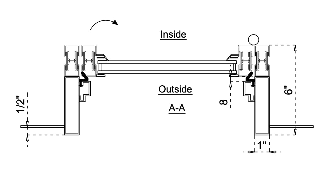 Steel Single Door with Thermal Break Top View In-Swing Cut Sheet