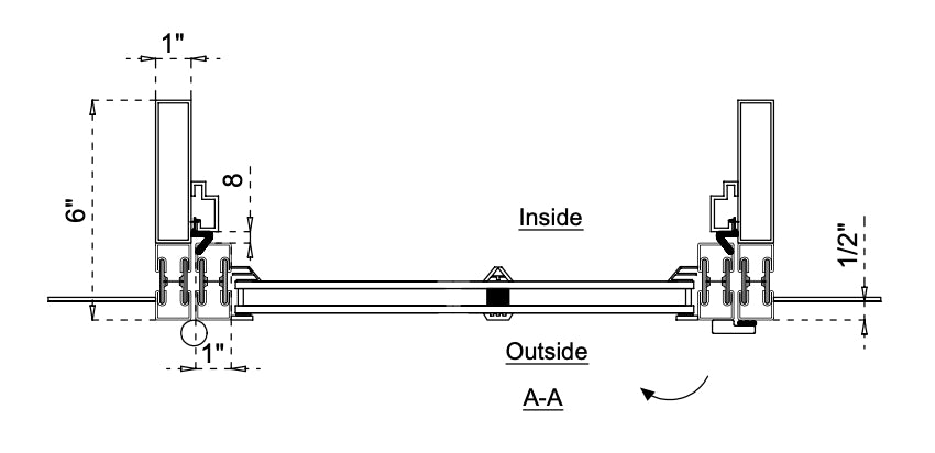 Steel Single Door with Thermal Break Top View Out-Swing Cut Sheet