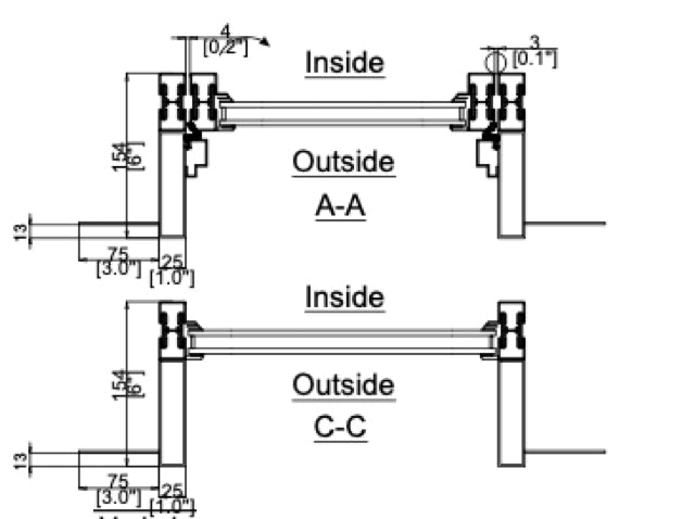 Steel Single Door with Thermal Break and Top Window (Inswing) Cut Sheet Top View