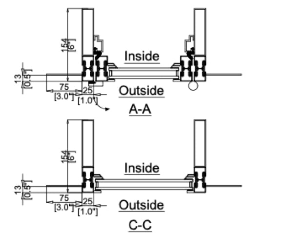Steel Single Door with Thermal Break and Top Windows (Outswing) Cut Sheet 02
