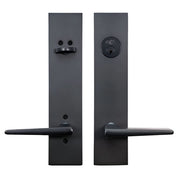 PINKYS lock with keyed cylinder and thumb turn in black finish.