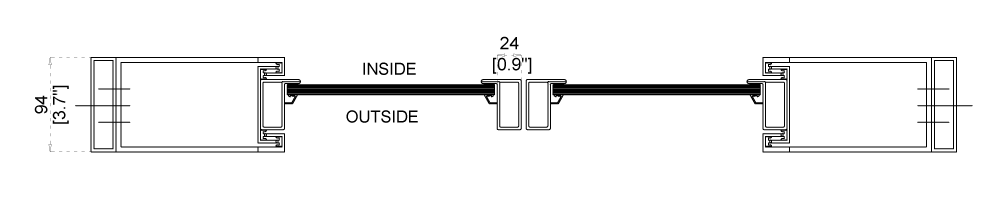 Interior Steel Double Pocket Top Track Slider Door Cut Sheet Top View 