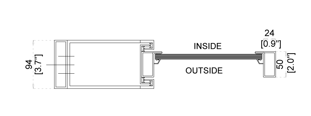 Interior Steel Single Pocket Top Track Slider Door Cut Sheet Top View 