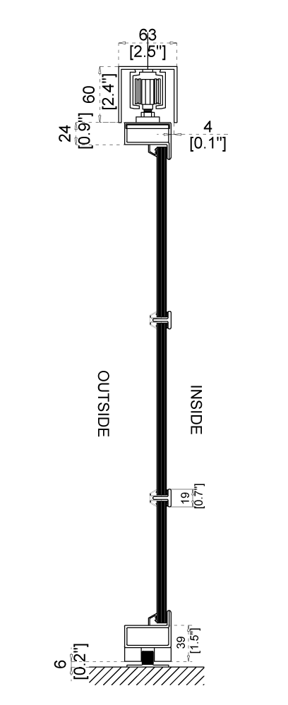 Interior Top Track Sliding Door Cut Sheet from Side