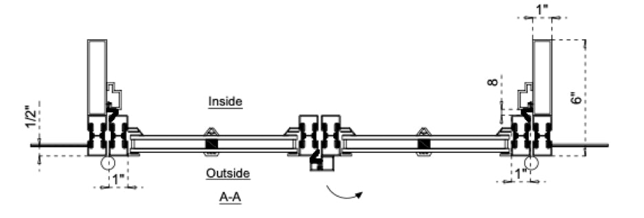 Top View Cut Sheet of Steel Double Door with Thermal Break Out Swing
