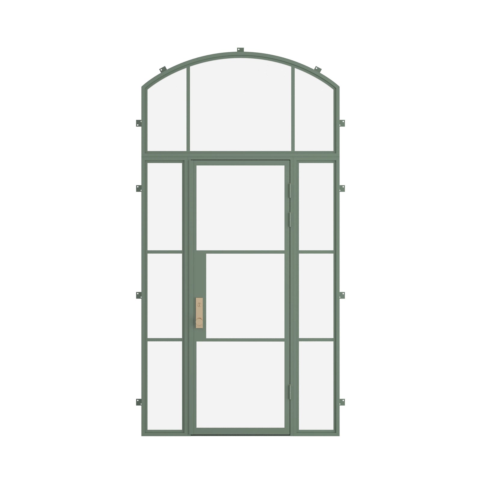 Pinkys Air 4 steel door, single, flat, with side windows, with an arch top window, closed