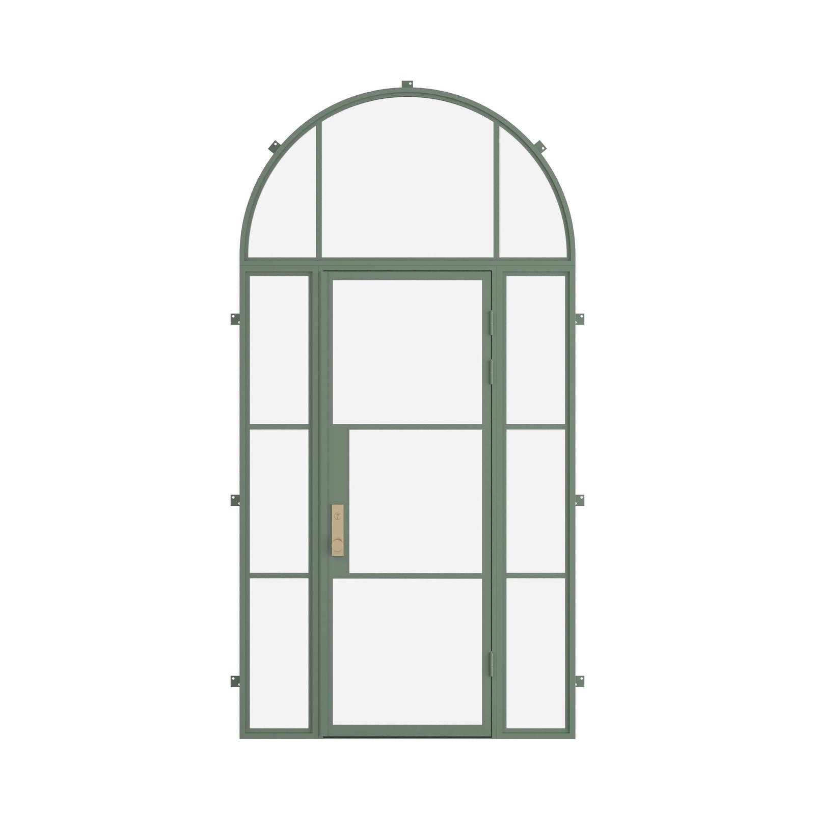 Pinkys Air 4 steel door, single, flat, with side windows, with a full-arch top window, closed