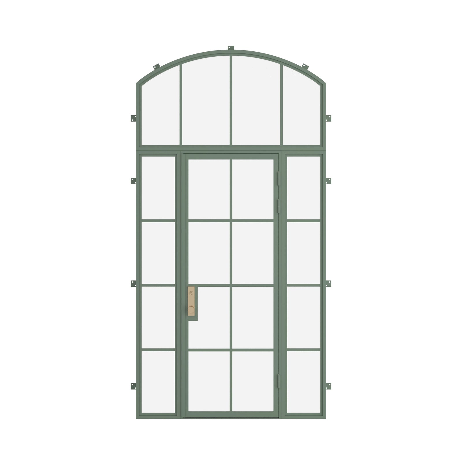 Pinkys Air 5 steel door, single, flat, with side windows, with an arch top window, closed