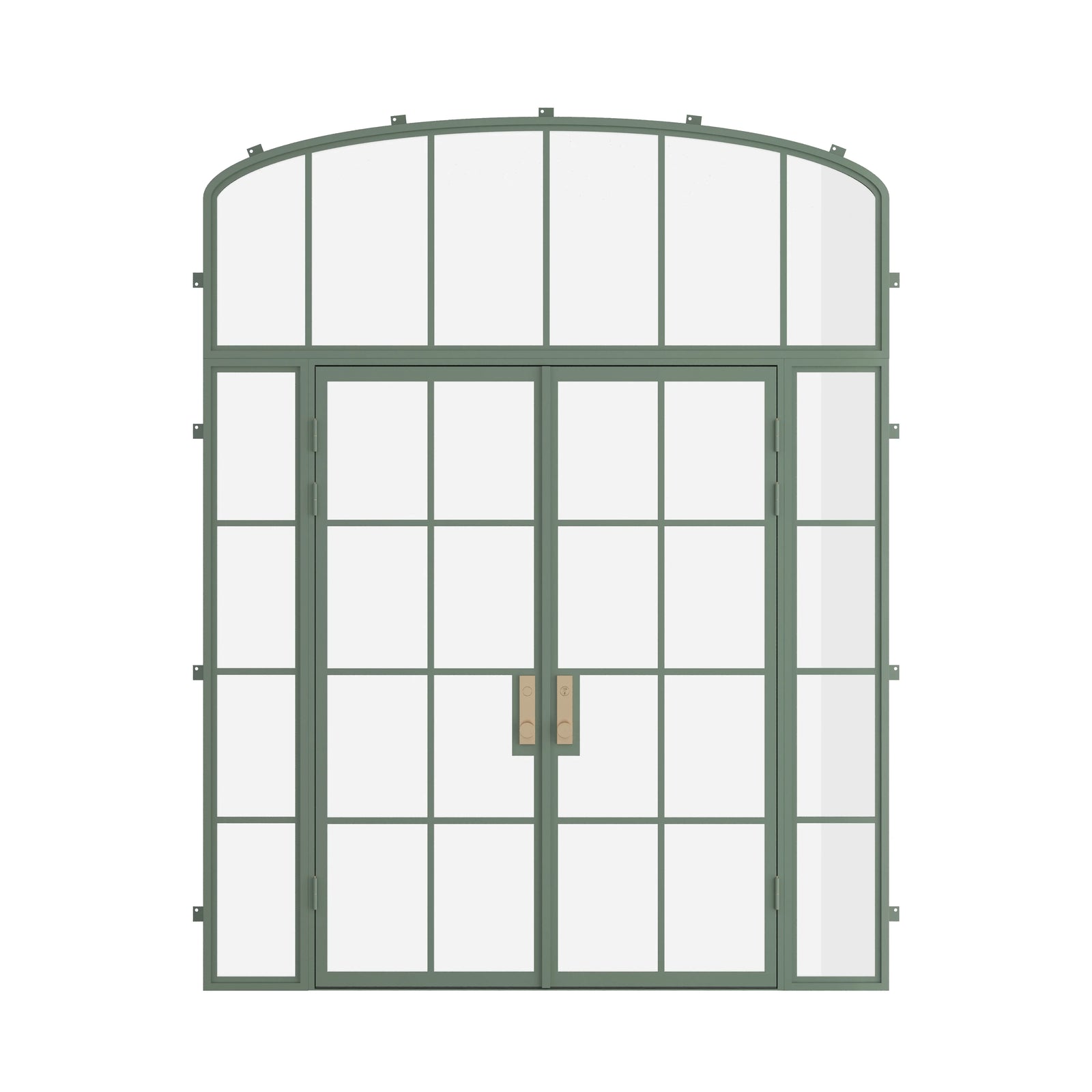 Pinkys Air 5 steel door, double, flat, with side windows, with a mini-arch top window, closed