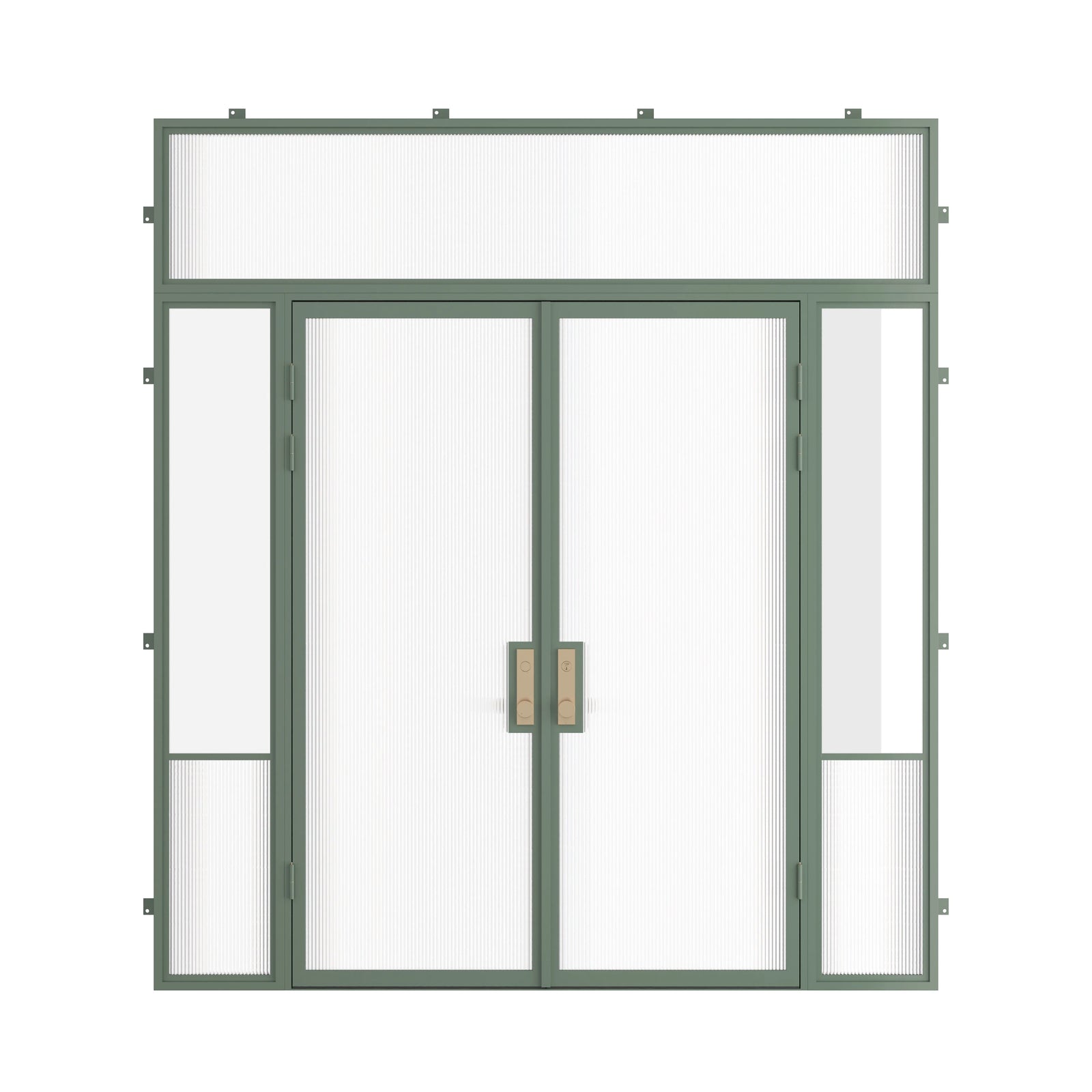Pinkys Air Grand steel door, double, flat, with side windows, with a flat top window, closed