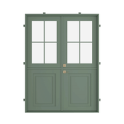 Modern Dutch-style steel door with divided glass panes and durable steel kickplate for entry doors