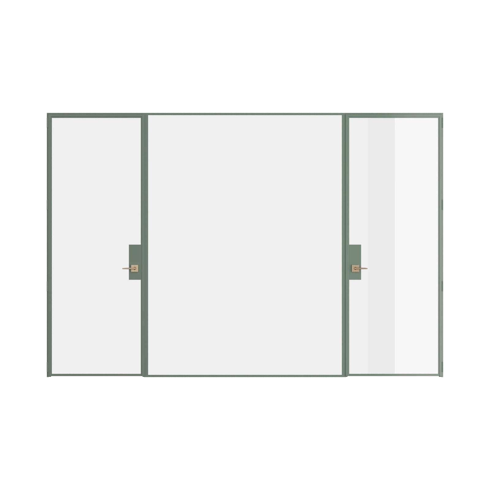 Pinkys Air Lite steel door, dual single, with a fixed middle panel, closed