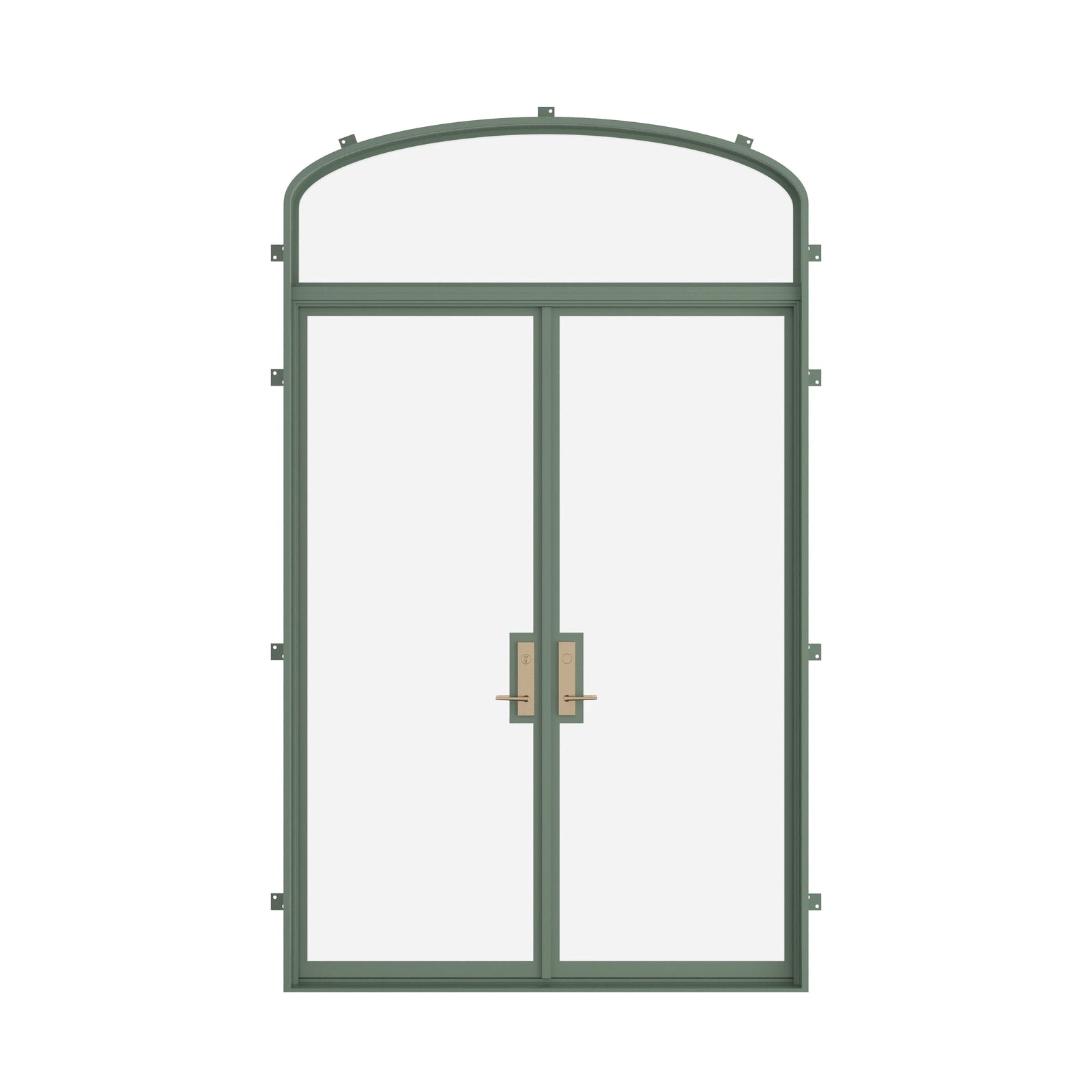Pinkys Air Lite steel door, double, flat, with a mini-arch top window, closed