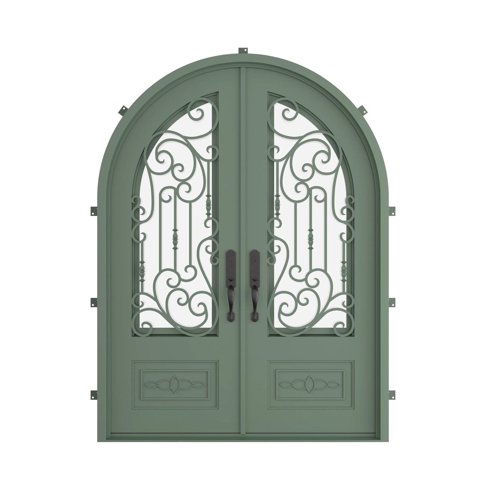 Pinkys Golden Gate steel door, double, full arch, closed