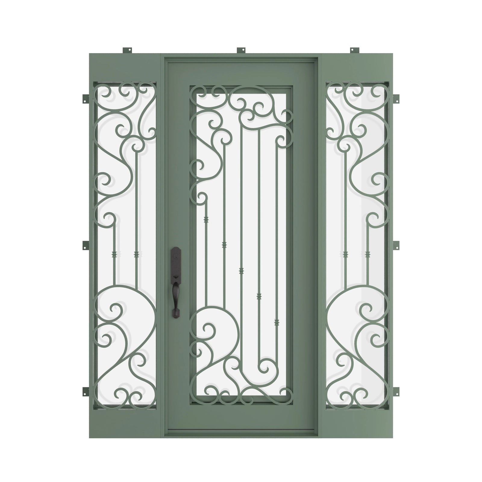Pinkys Paris steel door, single, flat, with side windows, closed