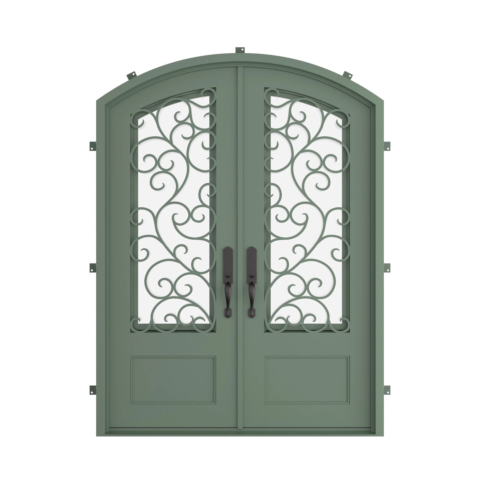 Pinkys Story steel door, double, arch, closed