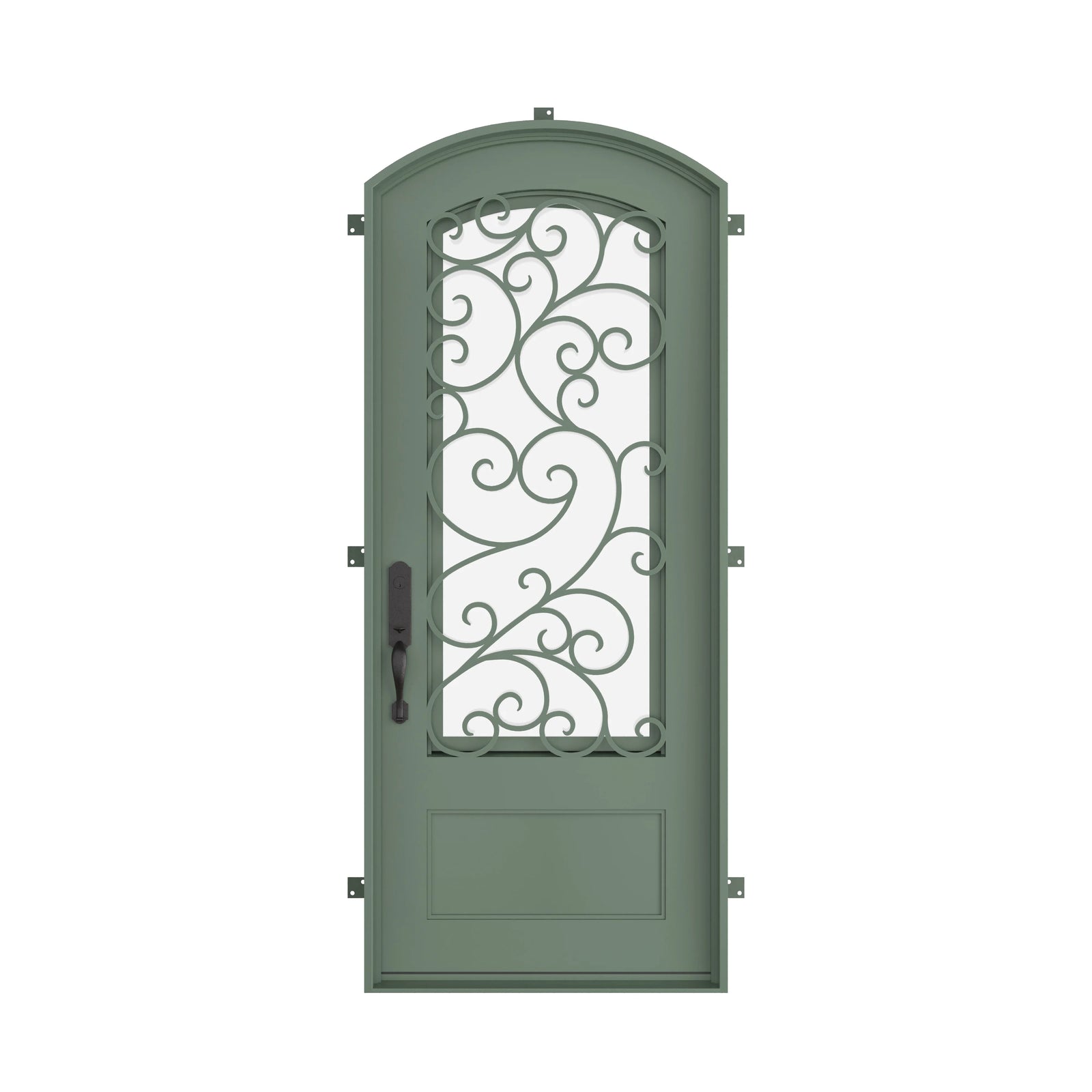 Pinkys Story steel door, single, arch, closed
