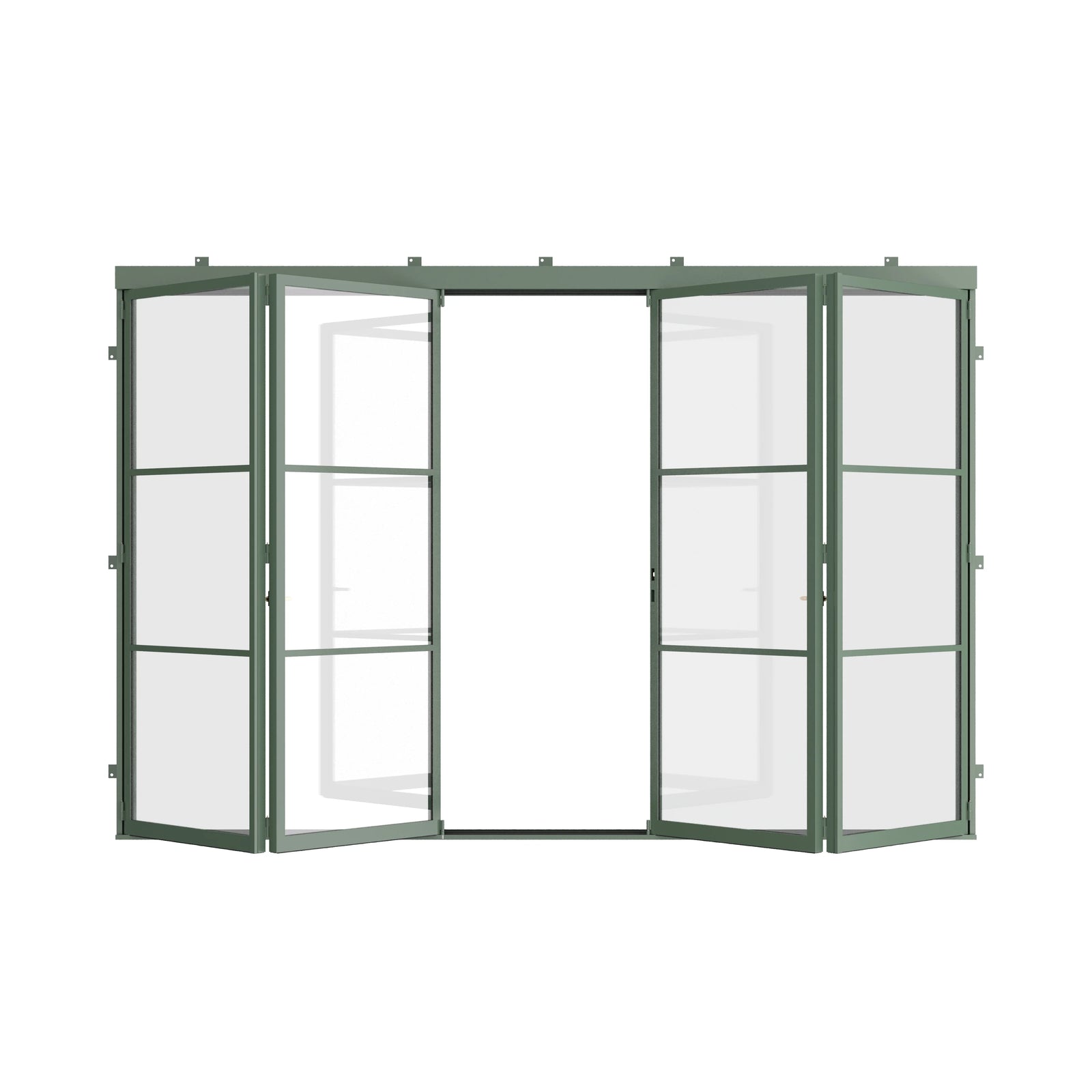 Pinkys Air 4 steel door, bifold, center-split, open