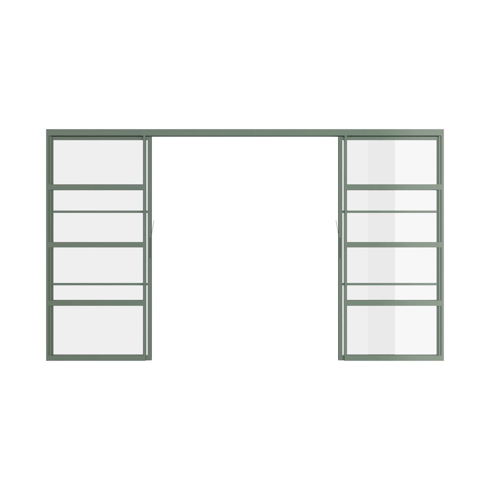 Pinkys Air 4 interior steel door, double, flat, sliding, pocket, top-track, open