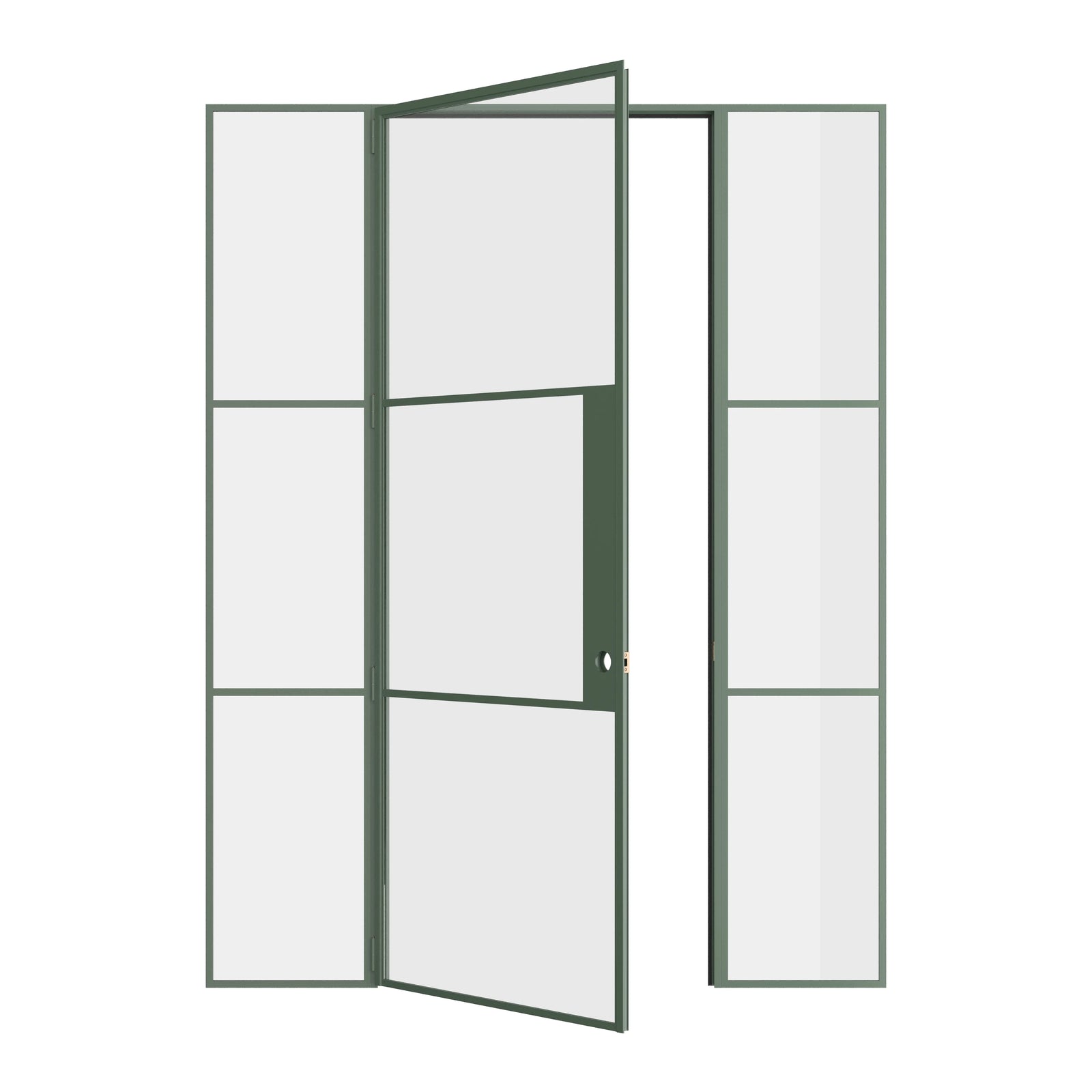 Pinkys Air 4 interior steel door, single, flat, with side windows, open
