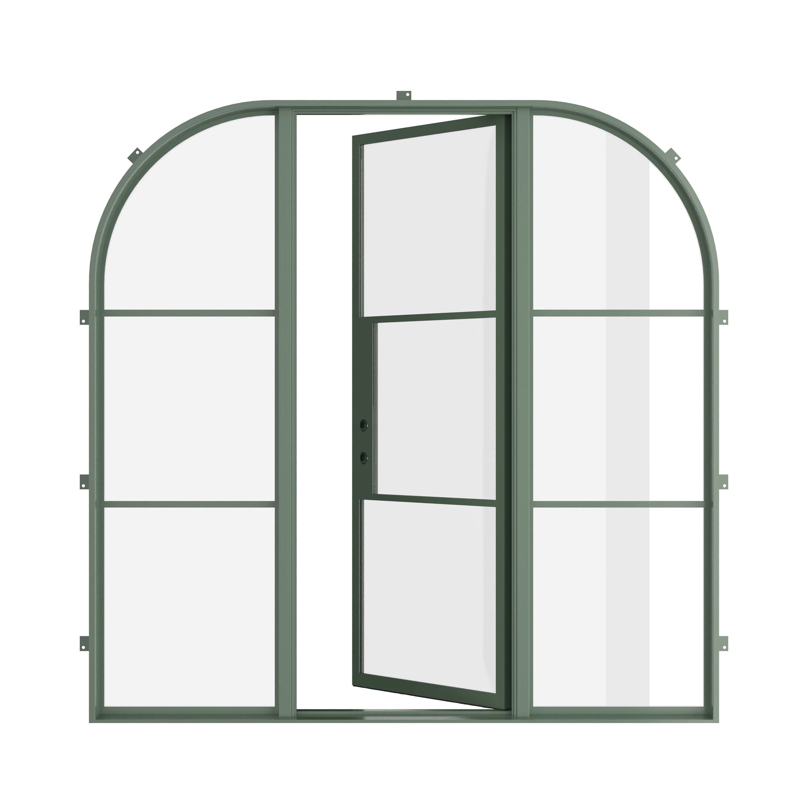 Pinkys Air 4 steel door, single, flat, with side windows, open