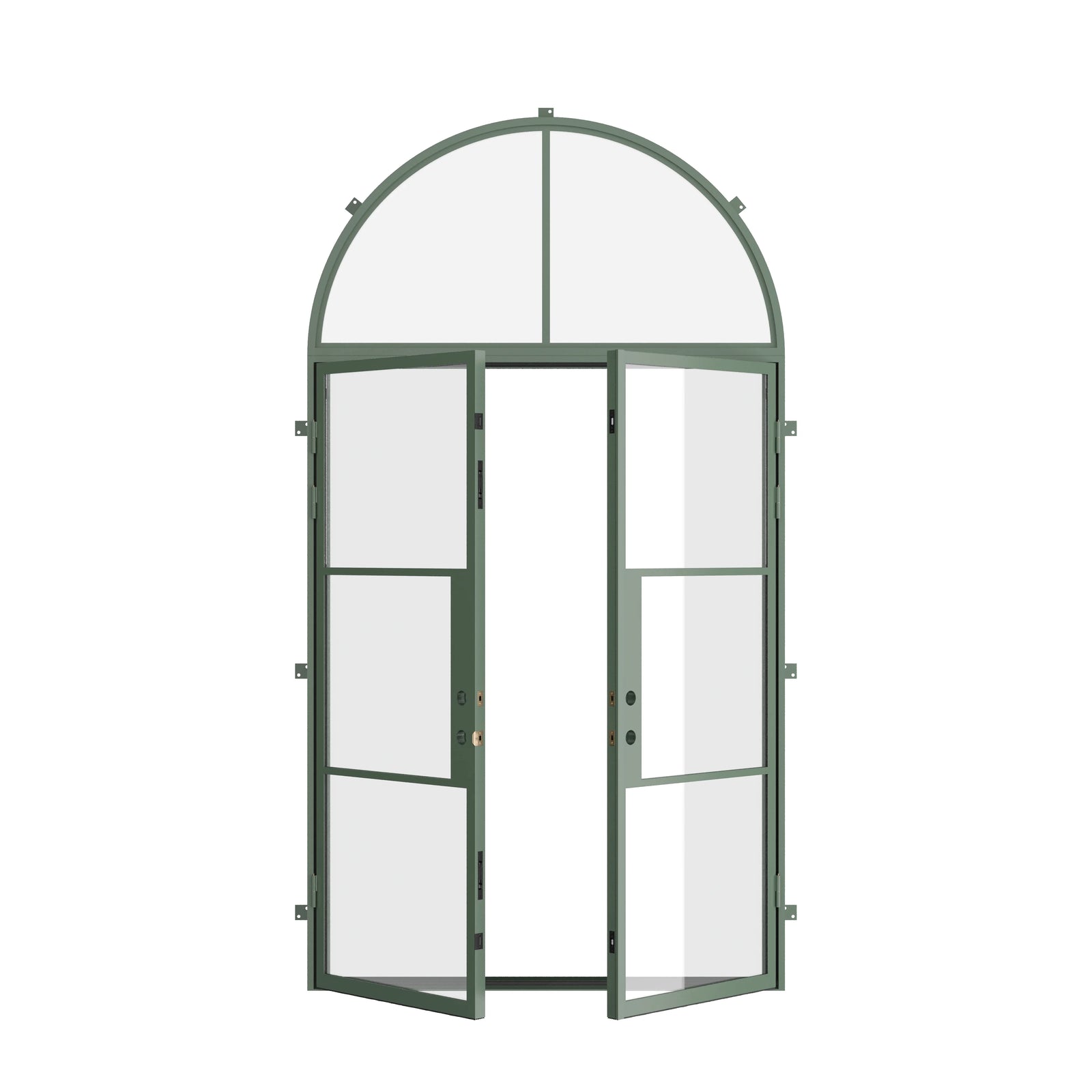 Pinkys Air 4 steel door, double, flat, with an arch top window, open