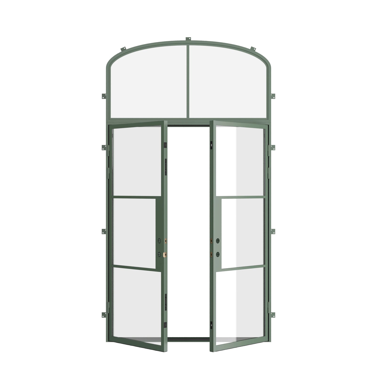 Pinkys Air 4 steel door, double, flat, with a mini-arch top window, open