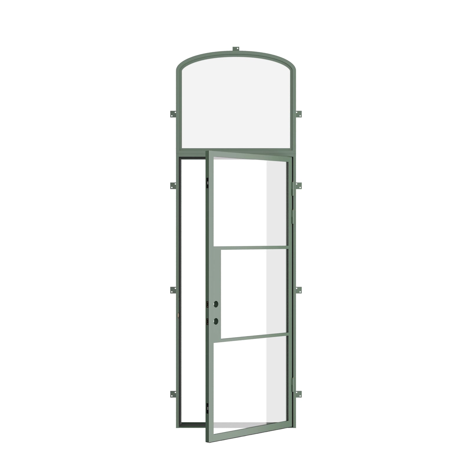 Pinkys Air 4 steel door, single, flat, with a mini-arch top window, open