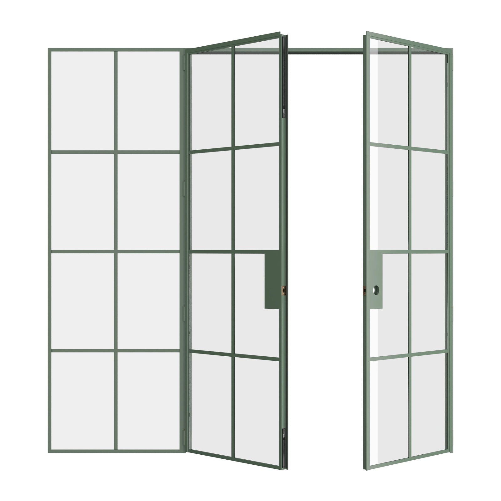 Pinkys Air 5 interior steel door, double, flat, with a left side window, open