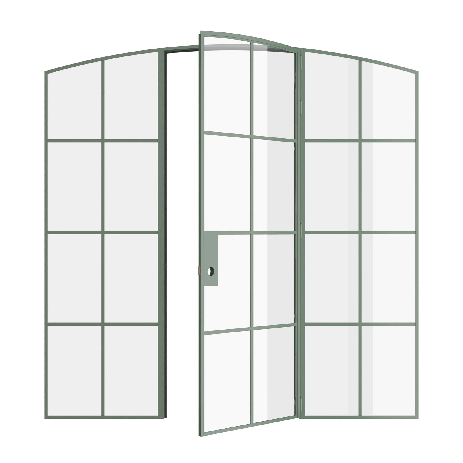 Pinkys Air 5 interior steel door, single, arch, with side windows, open