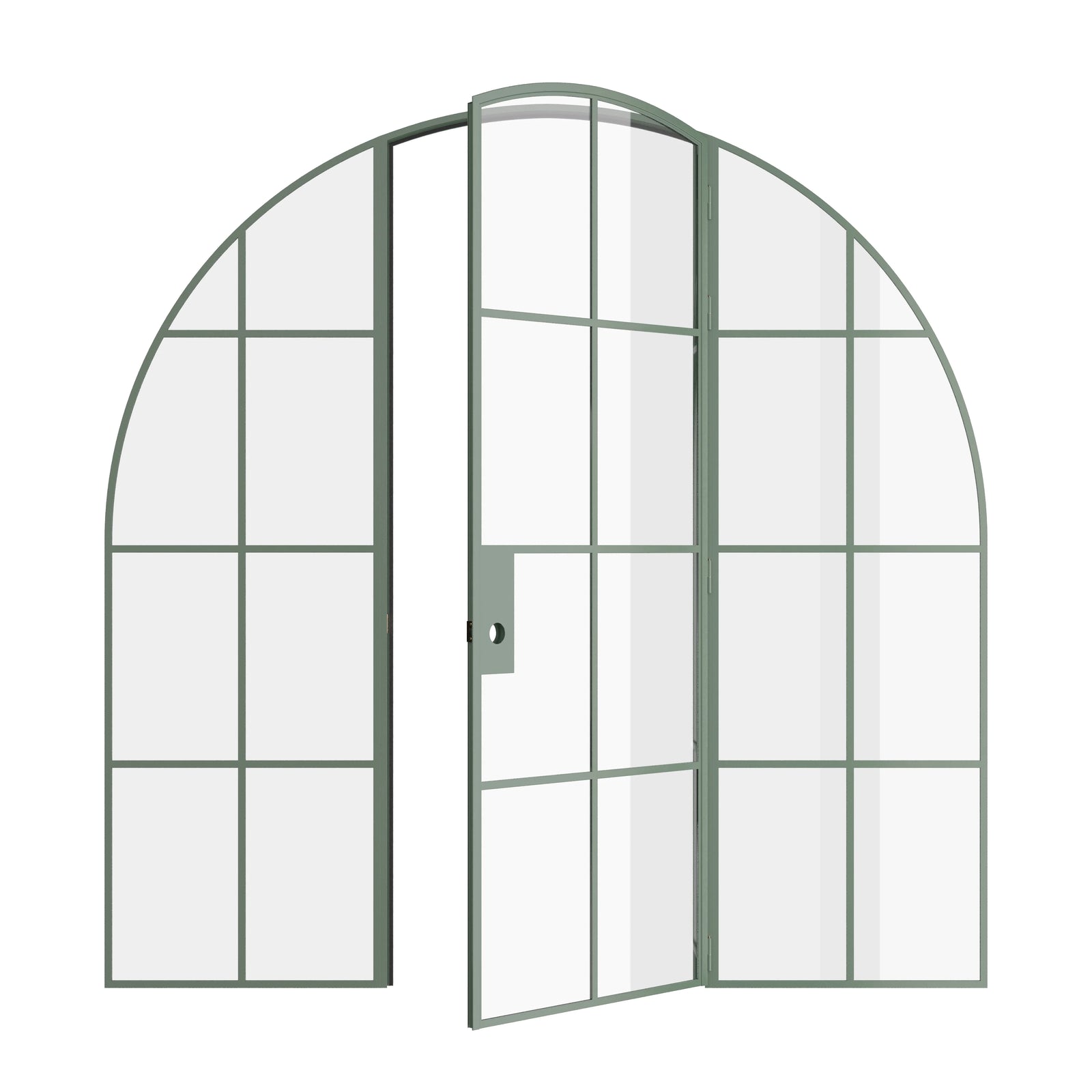 Pinkys Air 5 interior steel door, single, full arch, with side windows, open