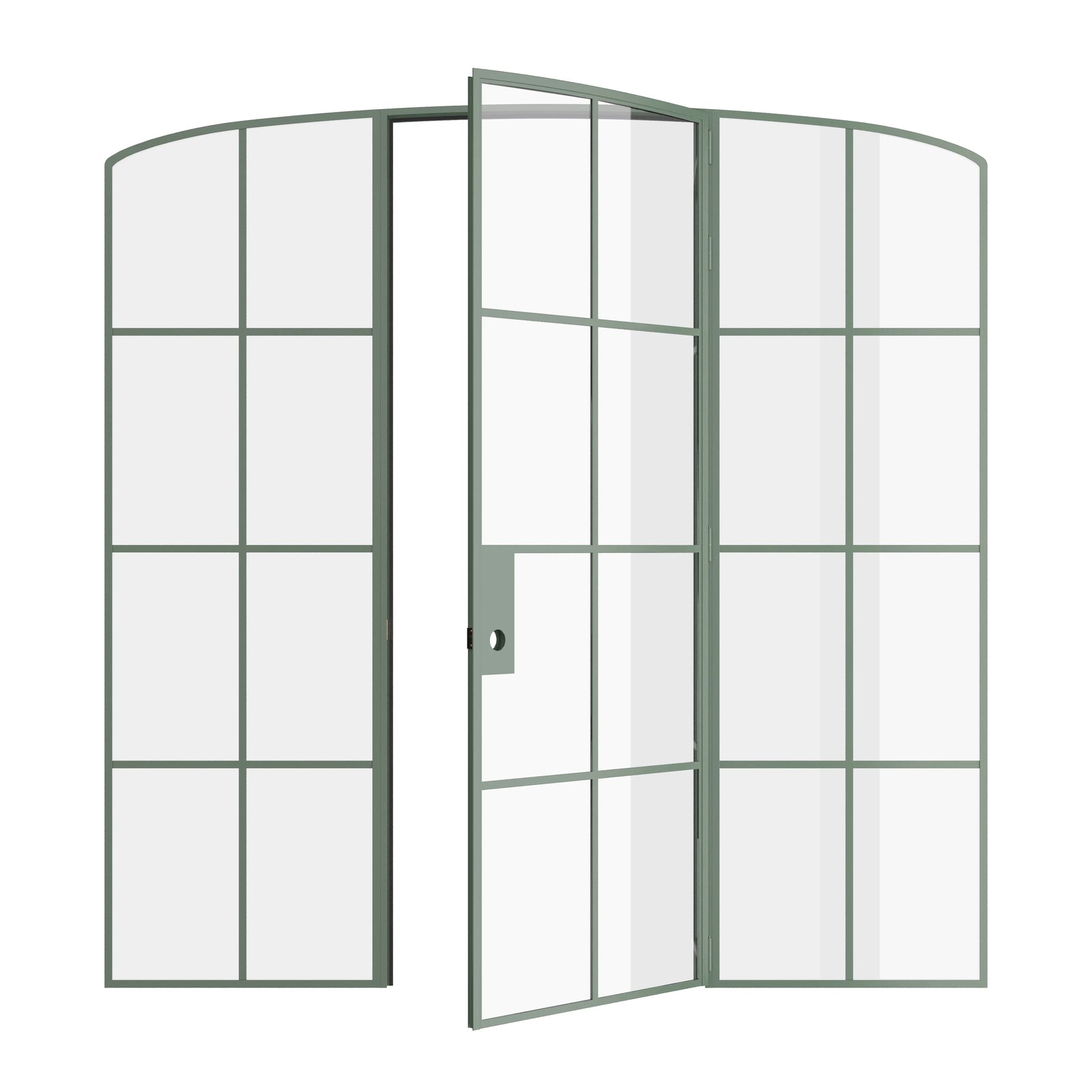 Pinkys Air 5 interior steel door, single, mini arch, with side windows, open
