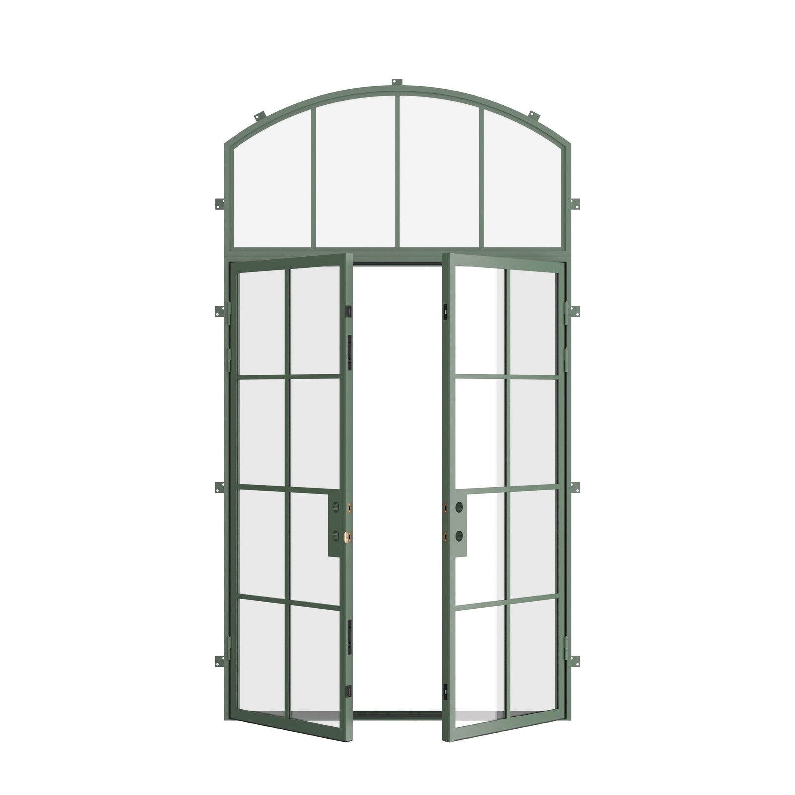 Pinkys Air 5 steel door, double, flat, with an arch top window, open