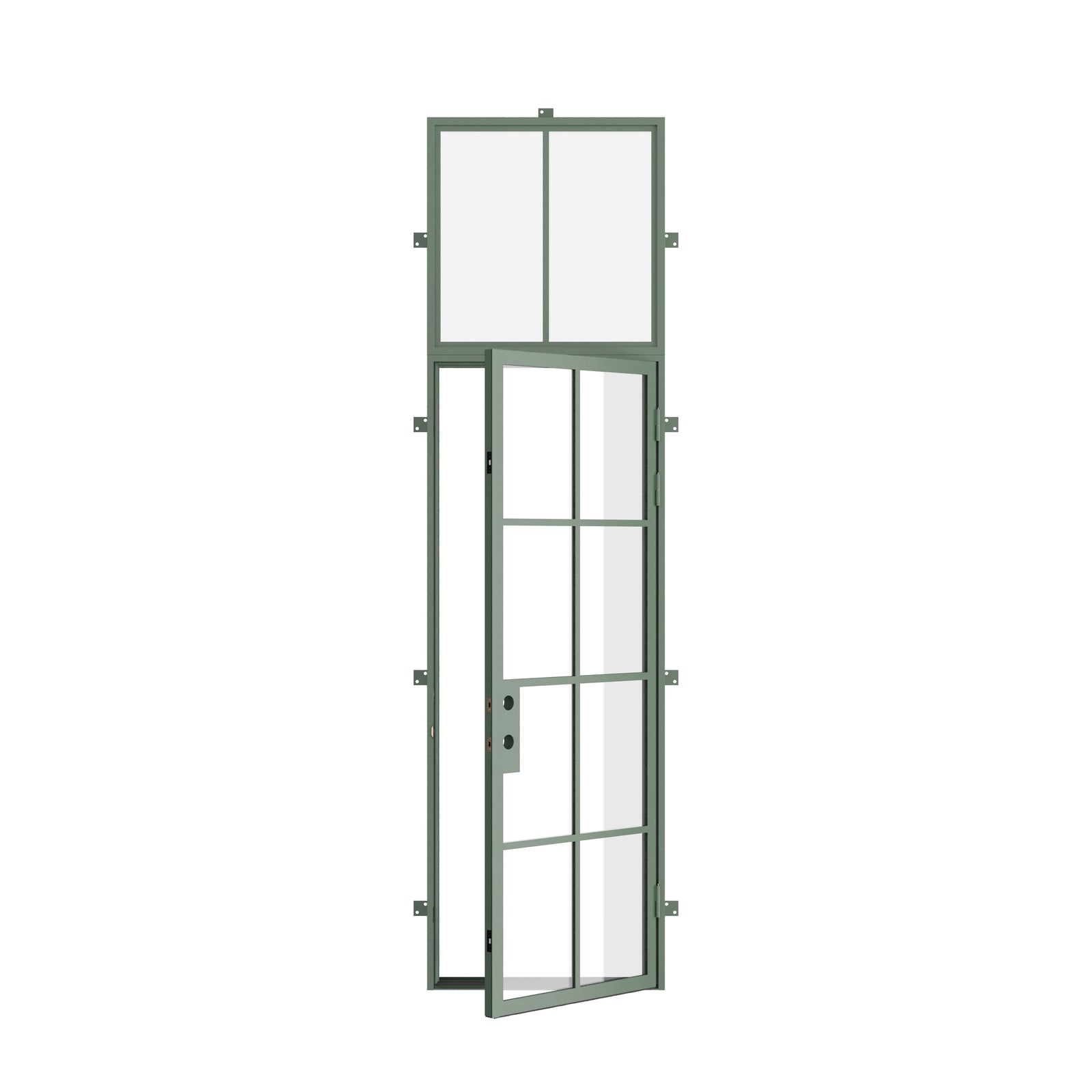 Pinkys Air 5 steel door, single, flat, with a flat top window, open