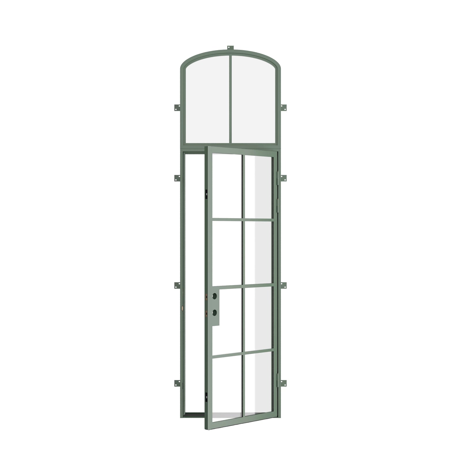 Pinkys Air 5 steel door, single, flat, with a mini-arch top window, open