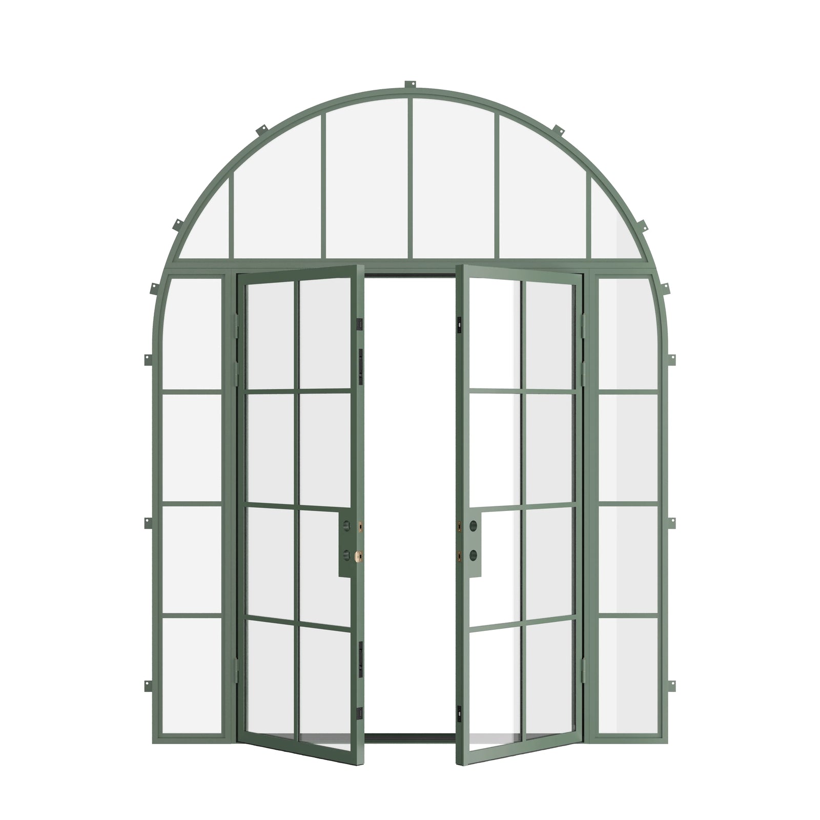 Pinkys Air 5 steel door, double, flat, with a full-arch top window, open
