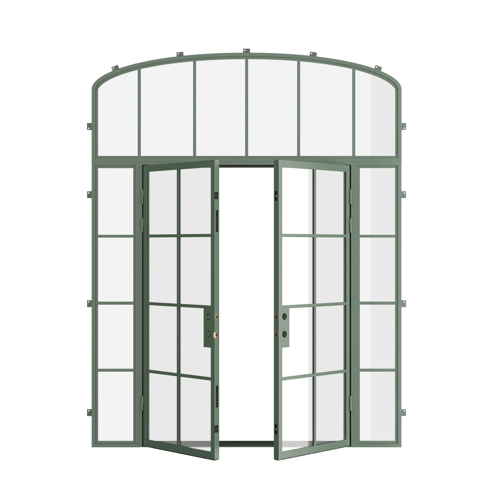 Pinkys Air 5 steel door, double, flat, with a mini-arch top window, open