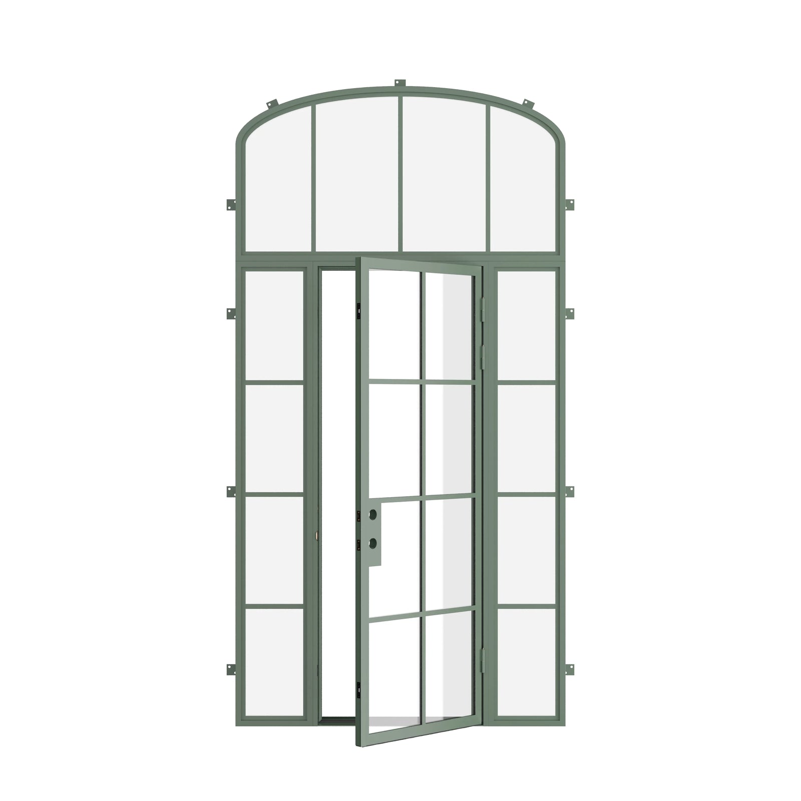 Pinkys Air 5 steel door, single, flat, with side windows, with a mini-arch top window, open