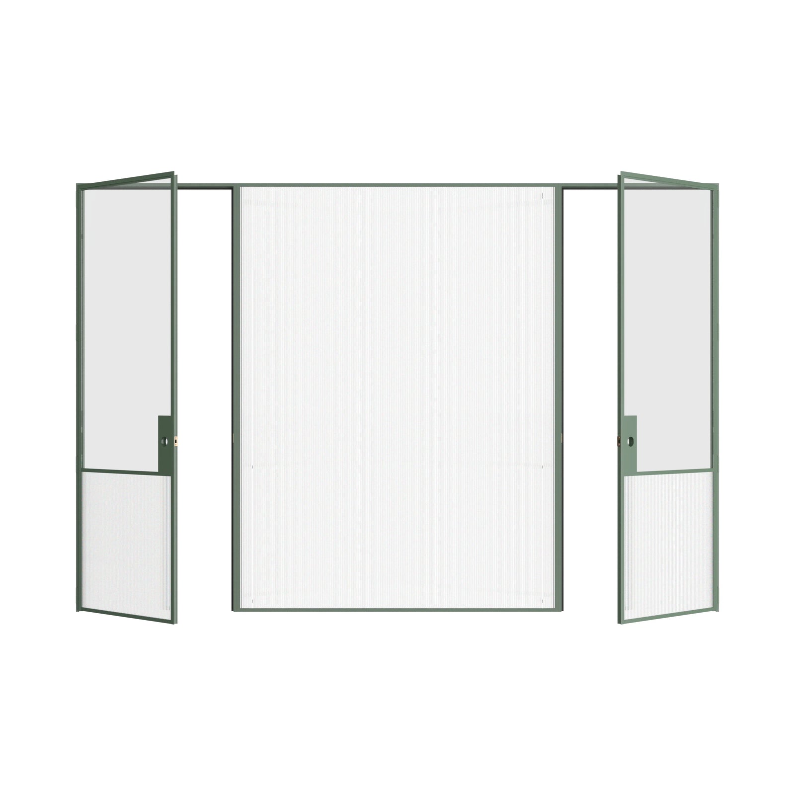 Pinkys Air Grand interior steel door, dual single, flat, with a fixed middle panel, open