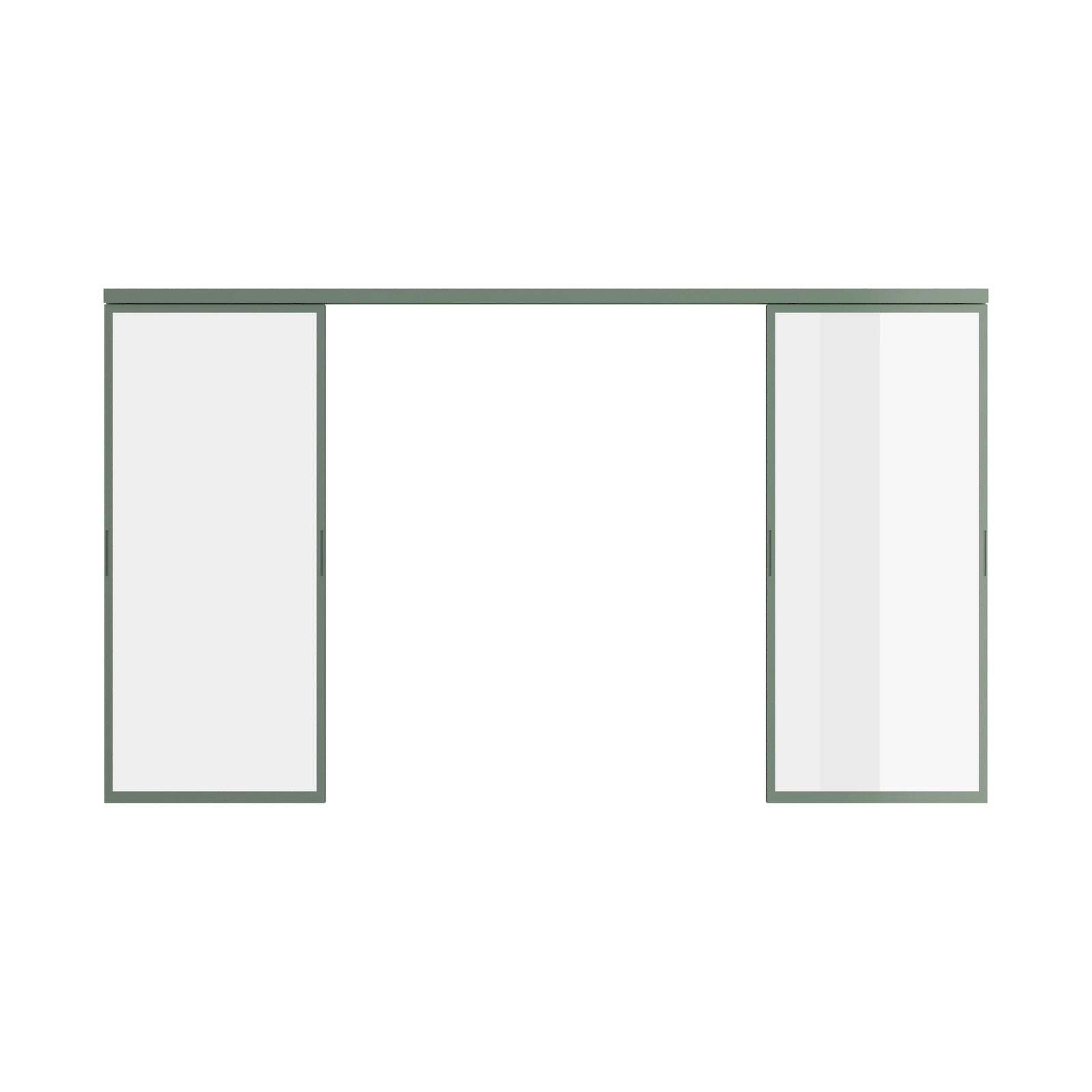 Pinkys Air Lite interior steel door, double, sliding, top-track, open
