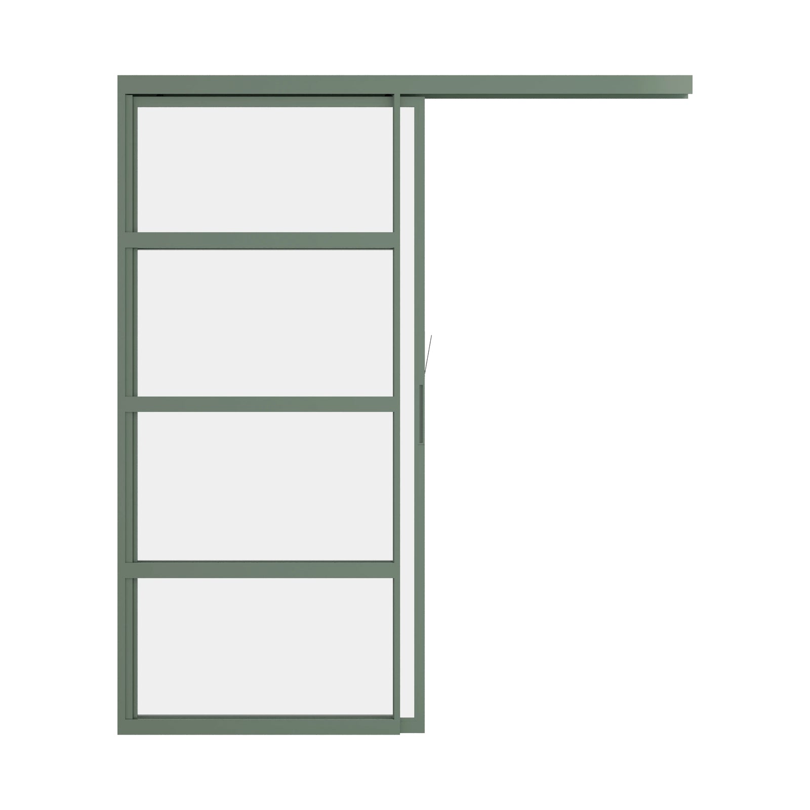 Pinkys Air Lite interior steel door, single, flat, sliding, pocket, top-track, open