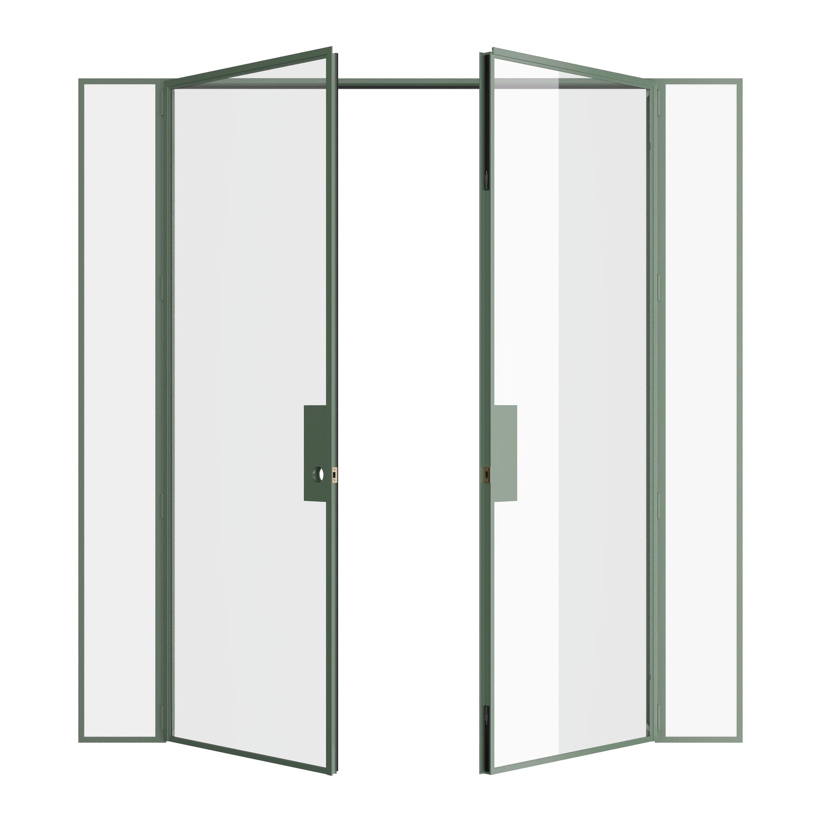Pinkys Air Lite interior steel door, double, flat, with side windows, open