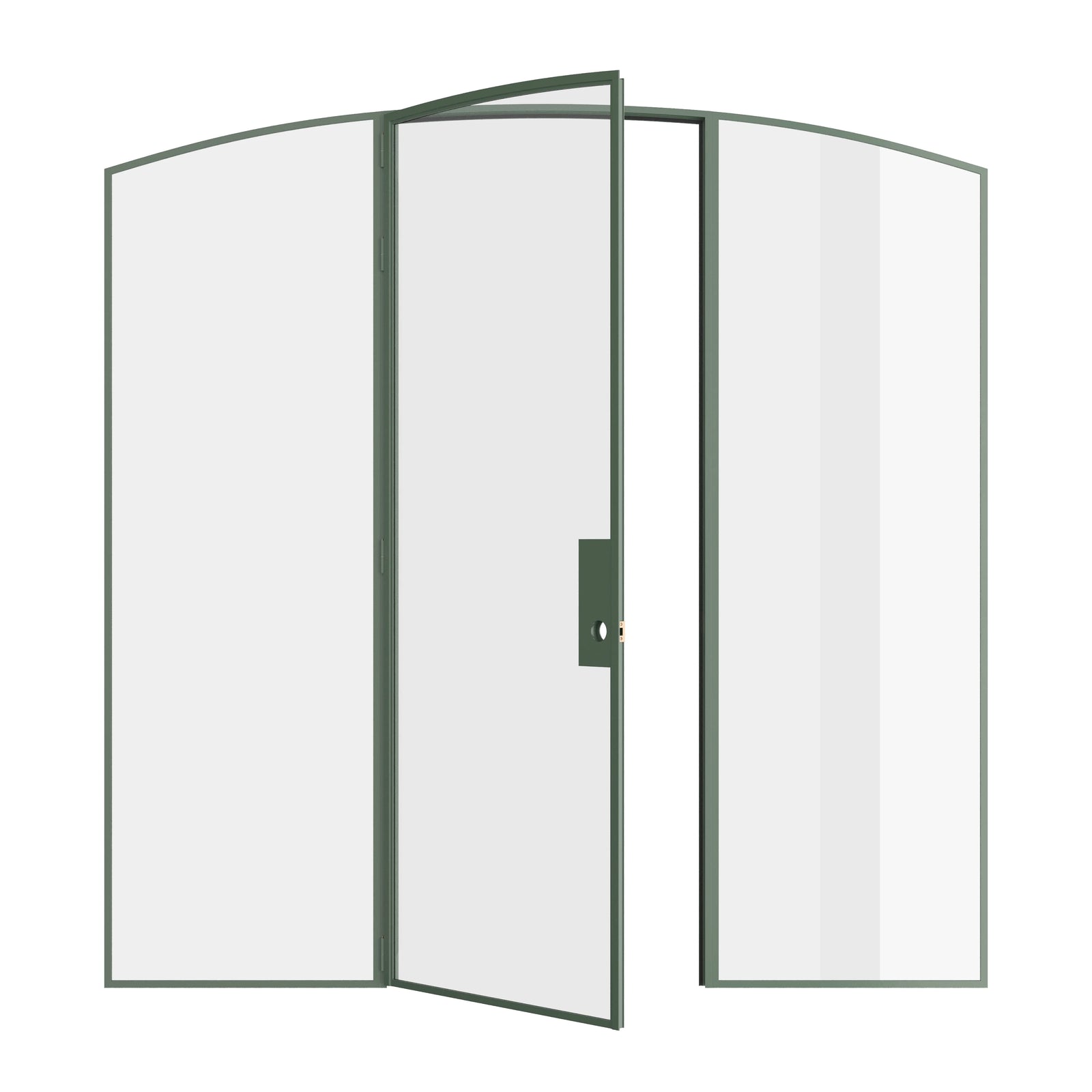 Pinkys Air Lite interior steel door, single, arch, with side windows, open