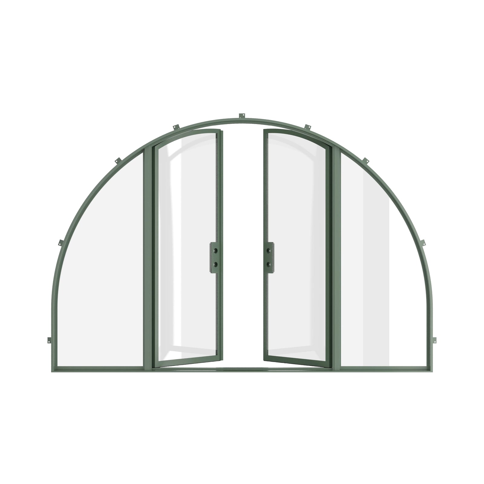 Pinkys Air Lite steel door, double, full arch, with side windows, open