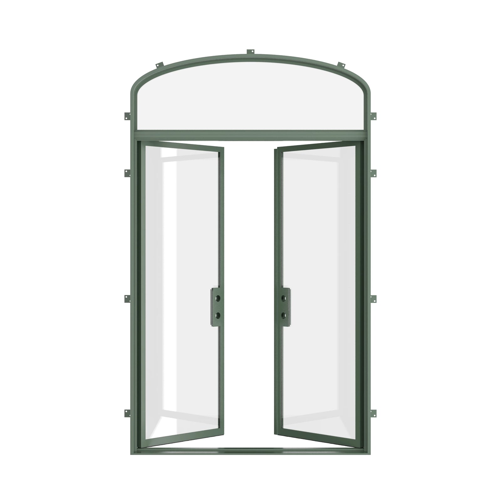 Pinkys Air Lite steel door, double, flat, with a mini-arch top window, open