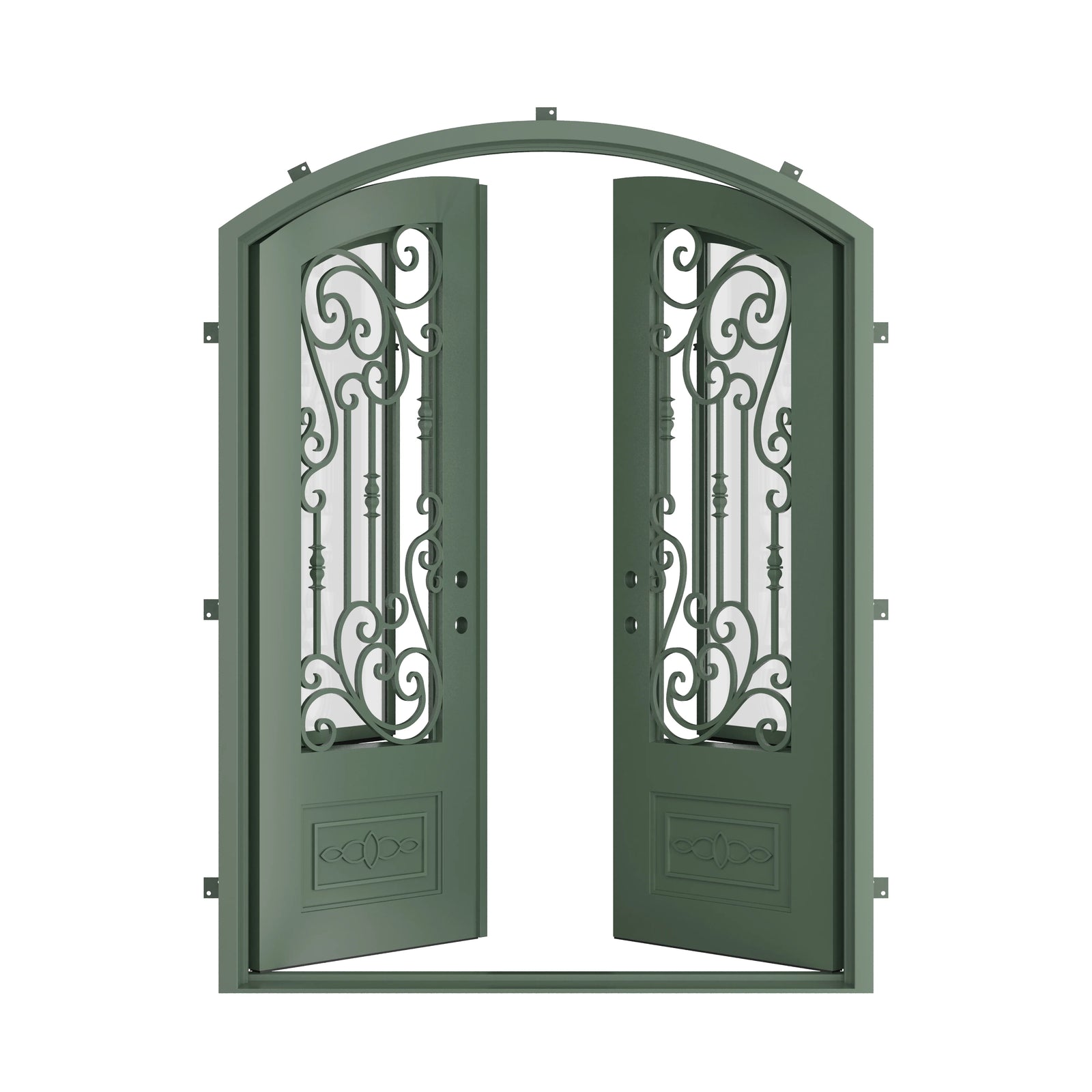 Pinkys Golden Gate steel door, double, arch, open