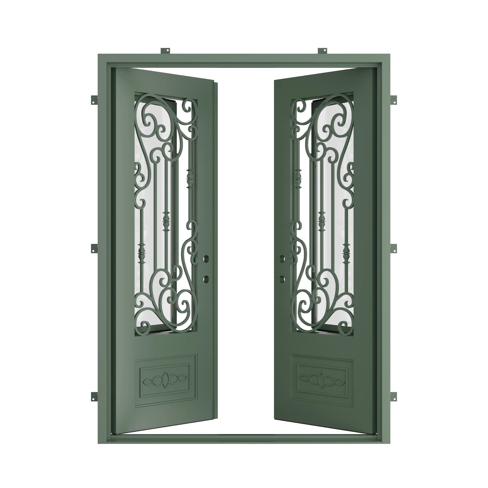 Pinkys Golden Gate steel door, double, flat, open
