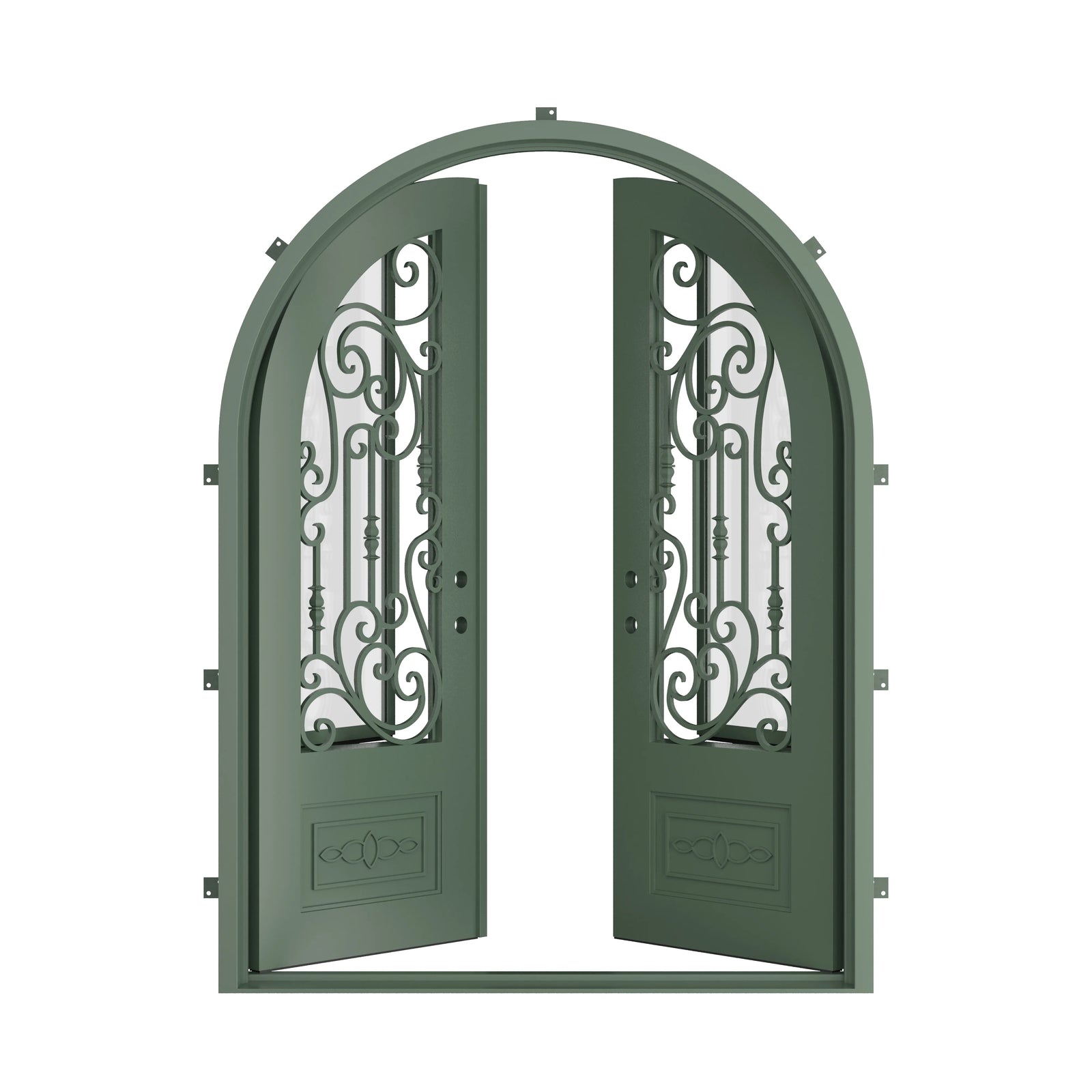 Pinkys Golden Gate steel door, double, full arch, open