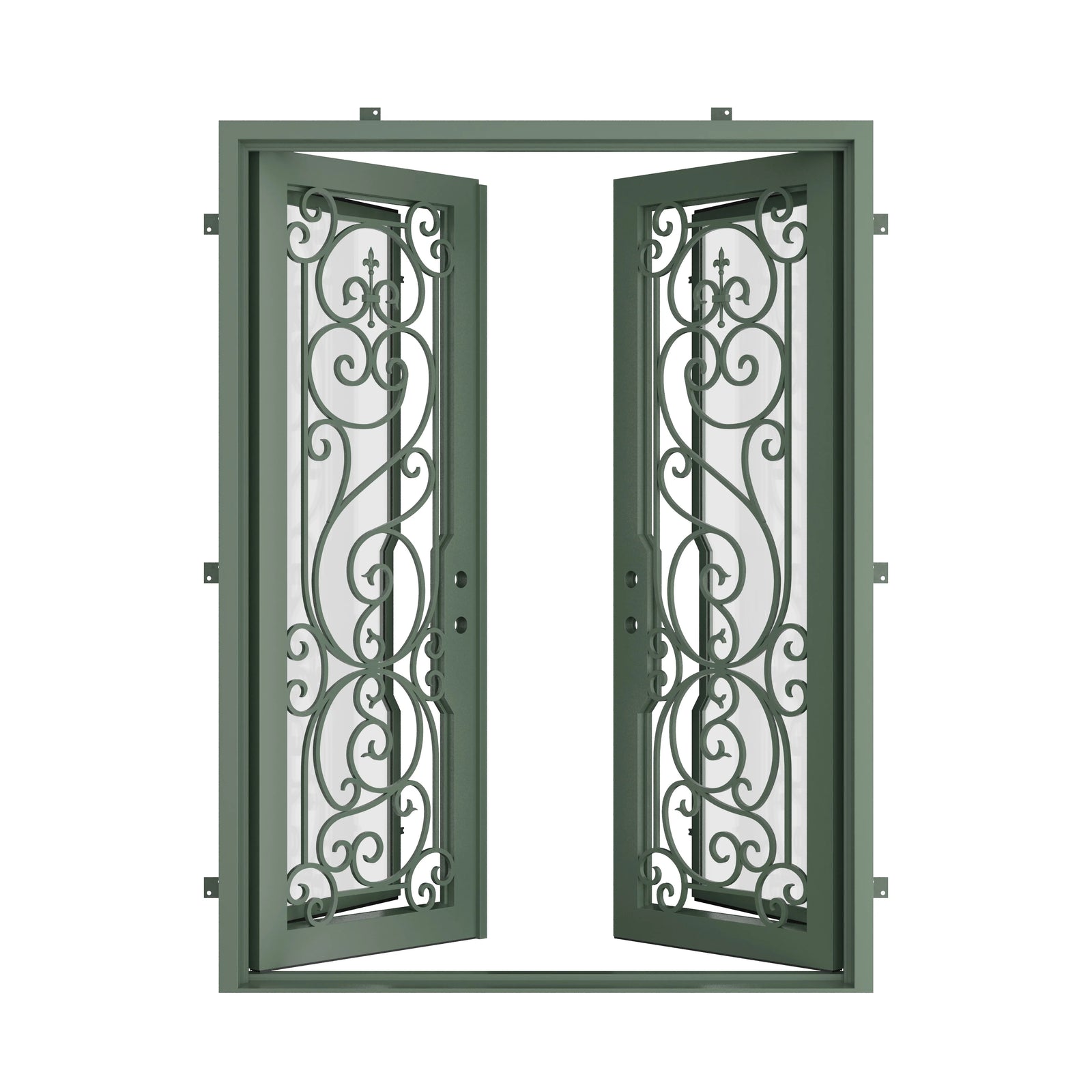 Pinkys Hills steel door, double, flat, open