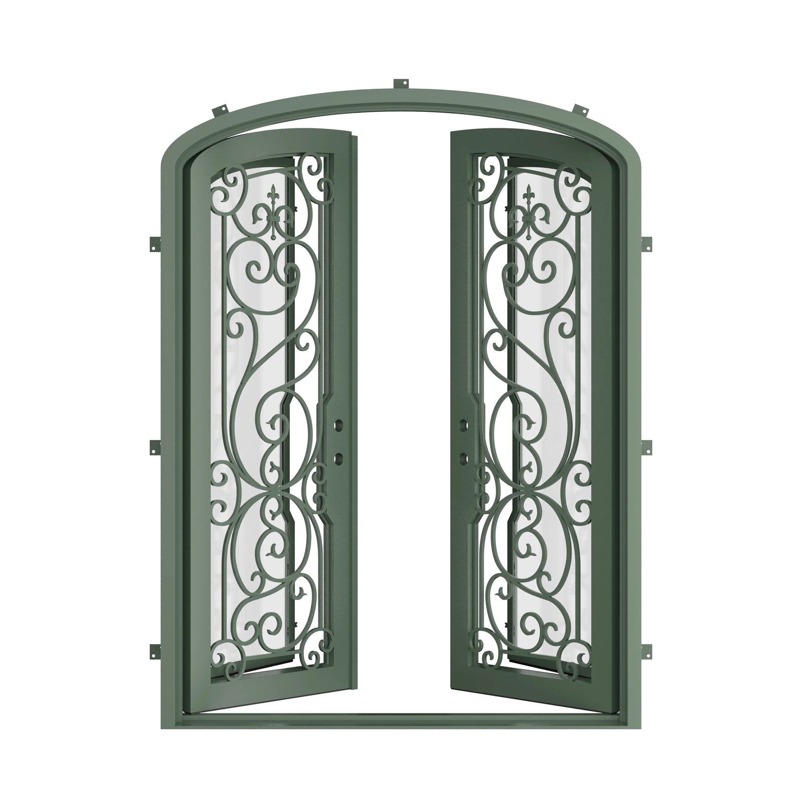 Pinkys Hills steel door, double, mini arch, open